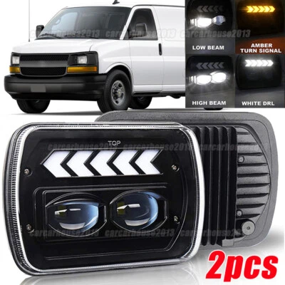 $50.36 • Buy Pair 7x6 5x7 Inch LED Headlight Hi/Lo Turn For Chevy Express Cargo Van 1500 2500