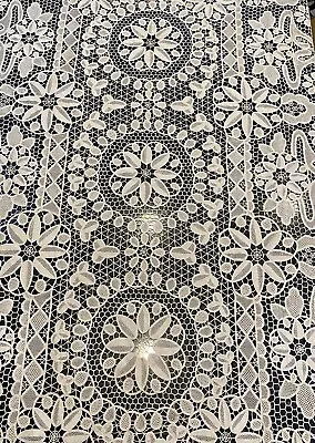 Vintage Italian Venetian Point De Venise Needlelace Banquet Tablecloth 100 X 66 • $525