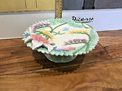 Fitz Floyd Classics Floral Lily Compote Pedestal Plate Stand Dragonfly Easter Ex • $36.49