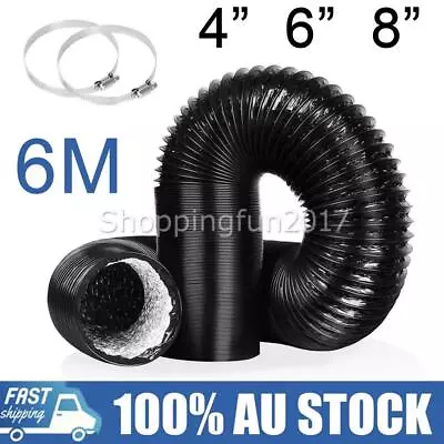 4/6/8 Inch Aluminium Ducting Flexible Pipe Hose Exhaust Duct Inline Fan Black OZ • $20.99