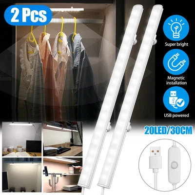$10.48 • Buy 2X LED Kitchen Under Cabinet Closet Shelf Lighting Strip Bar USB Light Lamp Kit