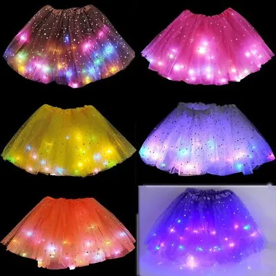 £6.75 • Buy Light Up Girls LED Glow Tutu Star Stage Dance Skirt Princess Children Christmas