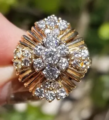 Beautiful Vintage Diamond Cluster 14k Yellow Gold Ring • $595