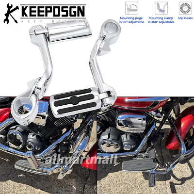 $79.99 • Buy Chrome Highway Foot Pegs Rest 1.25  Engine Guard Bars For Yamaha V Star 650 1100