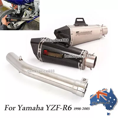 For Yamaha YZF-R6 1998-2005 Motorcycle Exhaust Muffler Tips Link Middle Pipe • $174