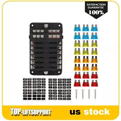 Universal 12 Way Blade Fuse Box Block Holder With Sticker Label For Marine Car • $19.81