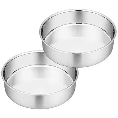 Cake Tin Set Of 2 8inch Round Cake Tins Stainless Steel For Baking • £15.99