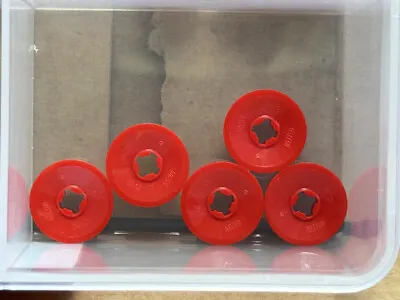 LEGO Parts - Red Train Wheel Small Hole Notched - No 50254 - QTY 5 • $13.40