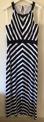 Black & White Striped Sleeveless Maxi Dress (Size 14) EUC • $13