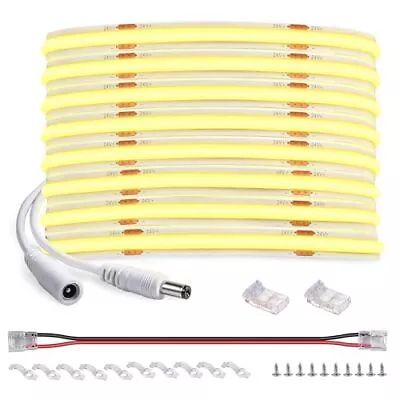 Cob Led Strip Light 16.4ft Warm White 3000k Dc24v Cri90+ 8mm Widthdimmable Flexi • $15.29