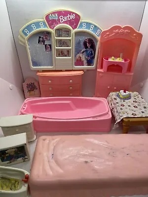 Barbie Plastic Furniture 1993 Era Pink Bulk Vintage Dolls Bed Dresser Bath • $92.02