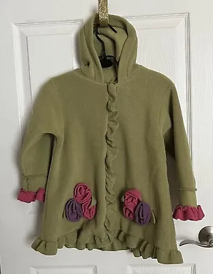 Corky & Company Girls Fleece Swing Coat Jacket 4T Plush Floral Whimsical Green • $26.09