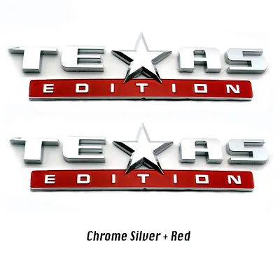 2PC TEXAS EDITION EMBLEM Silver+Red CHEVY SILVERADO SIERRA UNIVERSAL TRUCK DECAL • $16.57