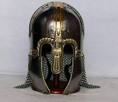 SCA Larp Medieval Steel Viking Helmet With Chainmail Hand Forged Helmet • $140