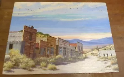 H Harold Hancock Acrylic Painting Signed Manhattan Nevada Ghost Town Ford 70s • $320