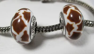 2 Pandora Murano Glass Beads Charms African Giraffe Brown Orange • $7.49