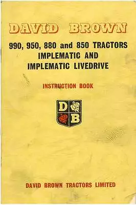 £11.50 • Buy David Brown Tractor 850 880 950 990 Operators Manual