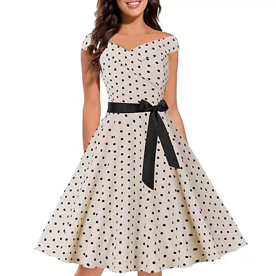 Women's Vintage Cocktail Dress 1950s Retro Cocktail Sleeveless Swing Party Dress • £19.15