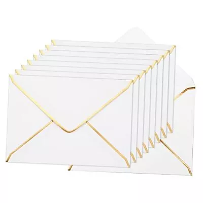 Ctosree 100 Pack 4x6 Envelopes With Gold Border For Wedding Invitation A6 White • $33.42