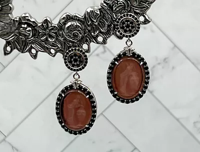 TAGLIAMONTE (2050E) 925SS/Rhod. Venetian Intaglio Earrings *Pandora*Reg.$200 • £173.56