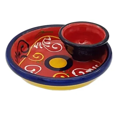 Olive Dish With Integral Bowl For Pips 15x 5cm Spanish Handmade Ceramic Pottery  • £15.99