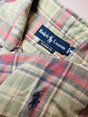 Ralph Lauren Men’s Classic  Madras Plaid Button Down Shirt Size Medium • $21.99