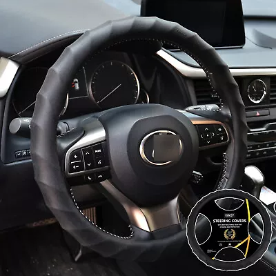 Car Tuning Steering Wheel Cover Silicone Leather Texture Protector Styling Black • $12.43