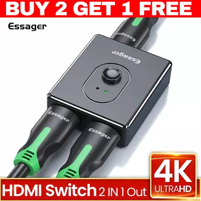 2 In 1 In Out UHD 4K Bi Direction HDMI 2.0 Switch Switcher Splitter Hub HDCP 3D • $12.95