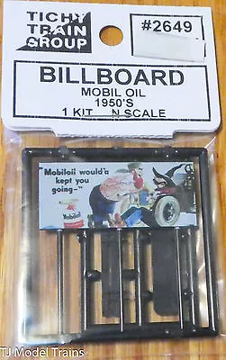 Tichy Train Group #2649 (N Scale) Billboard Mobil Oil 1950's (1:160th Scale) • $5.10