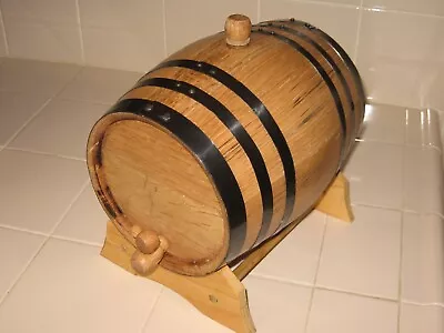 3 Liter Oak Barrel With Black Hoops Great For Whiskey Tequila Or Spirits • $45