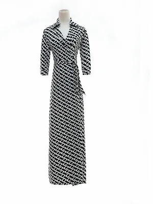 $68.99 • Buy DVF Diane Von Furstenberg Long Collared Dress Classic Lock Pattern Ankle Length