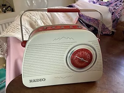 Retro Transistor Radio Tin Empty Silver Crane Radio Novelty Keepsake Biscuit Tin • £1.99