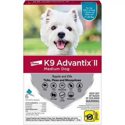 6 MONTH K9 Advantix II TEAL For Medium Dogs (11-20 Lbs) • $89.93