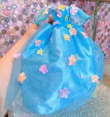 Vintage Barbie Songbird Blue Dress Gown With Flowers  • $9.99