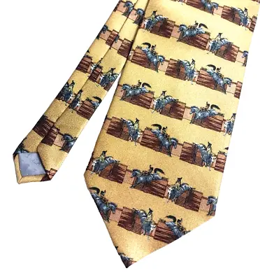 Frontier Gold Western Bull Bronc Riders Rodeo Mens Silk Tie New • $9.99
