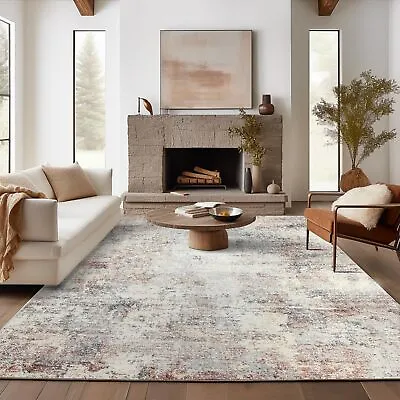 Area Rug Washable Rug Abstract Floor Mat Colorful Overdyed Distressed Carpet • $39.09