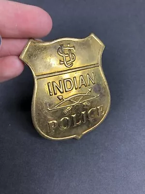 Novelty INDIAN POLICE Shield Badge Brass Vintage 2  X 3” Replica Novelty Pin • $18