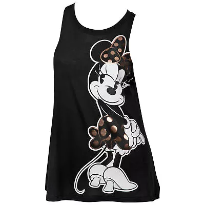 Disney's Minnie Mouse Polka Dot Character Juniors Tank Top Black • $10.99