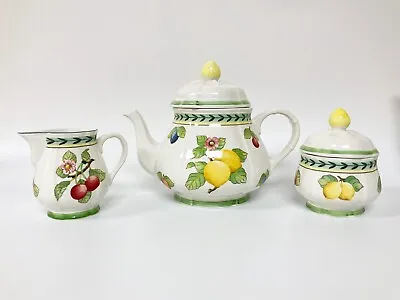 Villeroy & Boch French Garden Fleurence Teapot Creamer Jug & Covered Sugar Bowl • $150