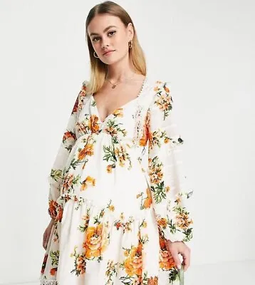 $49.95 • Buy ASOS Design Maternity Lace Trim Tiered Dress Sz 8 S