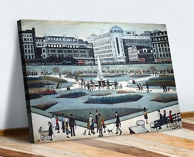 £32.29 • Buy Piccadilly Gardens CANVAS WALL ART PICTURE FRAMED PRINT PAINTING LS Lowry Style