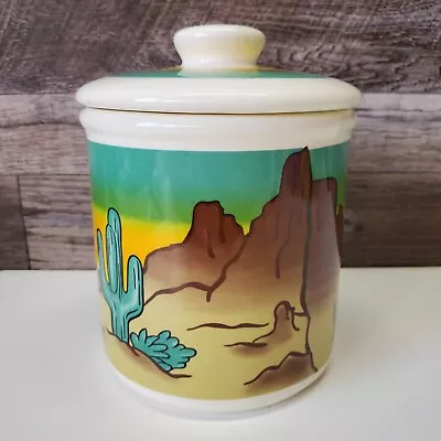 Western Cactus Mountains Desert Sunset Native American 8  Cookie Jar • $13.98