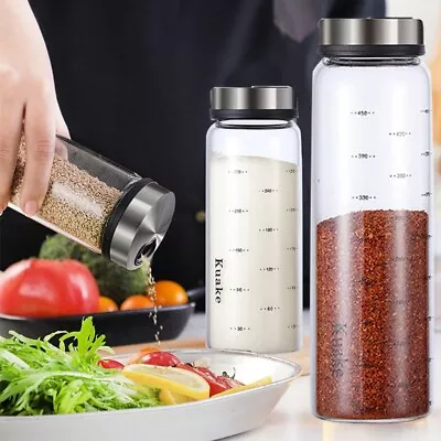 Glass Seasoning Can Pepper Spice Shaker Salt Sesame Storage Tank Container • £6.66