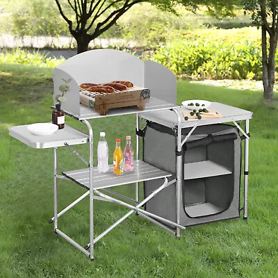 £68.99 • Buy Aluminium Camping Table Folding Storage Kitchen Unit Outdoor Cook Station W/Bag