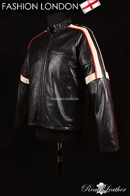 Mens Action Movies Leather Jacket Black WAR OF THE WORLDS Lamb Leather Jacket • £109.40