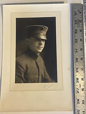 Old WW1 Photo USMC Marine Devil Dog Service Green 1912 Uniform Cap EGA Chicago • $69.99