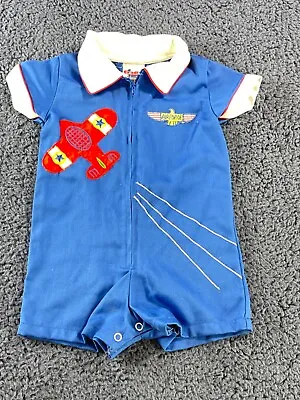 Cradle Togs Air Force Plane Romper Baby 12 Months Zip Front Embroidered • $13