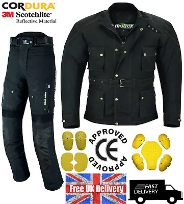 Motorcycle Jacket & Trouser Motorbike Black Textile Waterproof Suit Ce Armour • $63.13