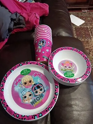 8 LOL Surprise  Party Plastic Plates 8 Cups 8 Bowls All Microwave Safe • £16