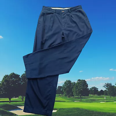 Nautica Golf Pants/slacks Men (W31.5 X L28.5) Chino/wide Leg/pleat Waist/navy • $9